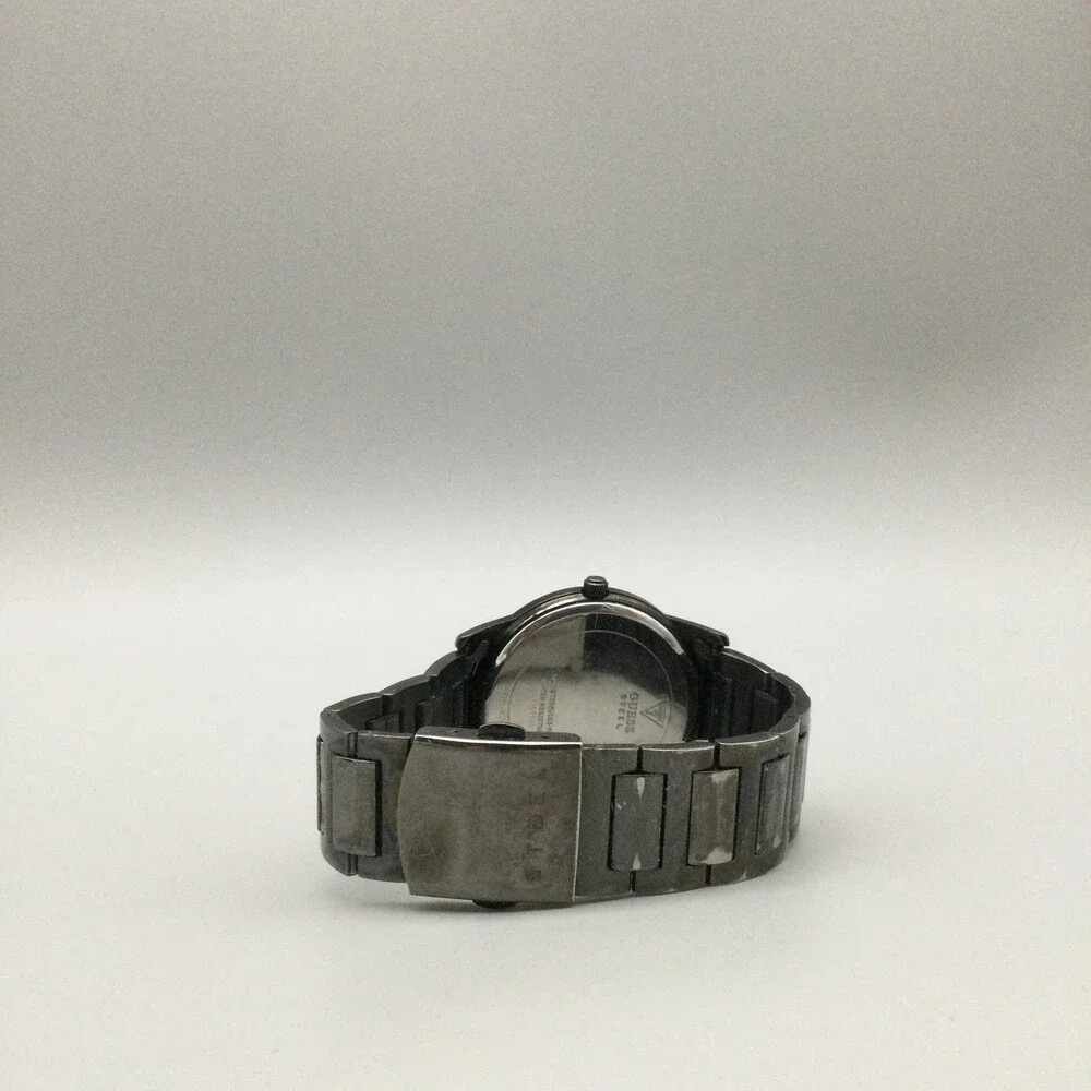 Guess Steel Mens Watch 39mm Black Dial Gunmetal U11651G1 New Battery 7